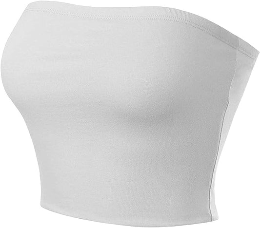 LUXE DIVA Women's Plain Bandeau Boob Tube Crop Top