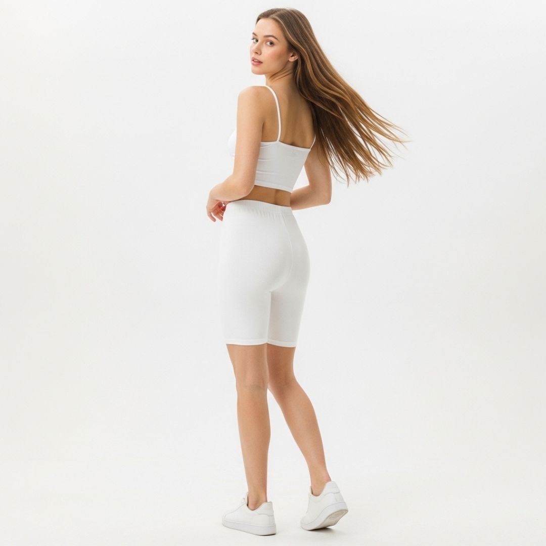 LUXE DIVA 2-Piece Set – Cami Bra Top and Cotton Cycling Short for Women, Soft Comfortable Loungewear, Workout, Yoga & Everyday Wear for All