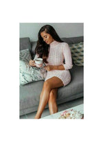 Load image into Gallery viewer, Ladies chunky cable knitted polo high neck top leggings loungewear suit set