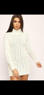 Load image into Gallery viewer, Ladies chunky cable knitted polo high neck top leggings loungewear suit set