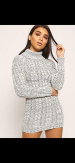 Load image into Gallery viewer, Ladies chunky cable knitted polo high neck top leggings loungewear suit set