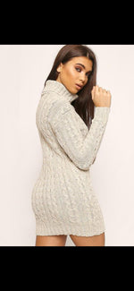 Load image into Gallery viewer, Ladies chunky cable knitted polo high neck top leggings loungewear suit set