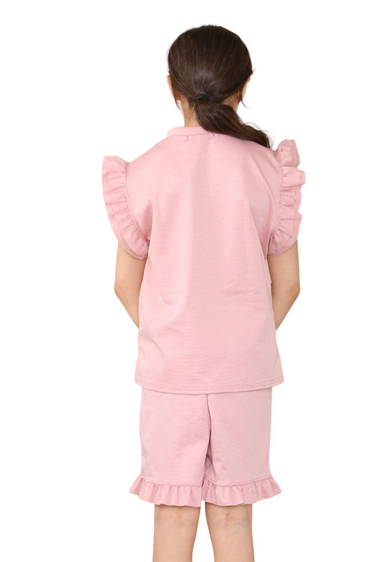 LUXE DIVA Girls Frill Short Set 2 Piece Loungewear