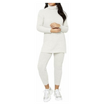 Load image into Gallery viewer, LUXE DIVA Ladies Chunky Knitted Ribbed Polo High Neck Top Set Womens Leggings Loungewear Joggers Tracksuit0