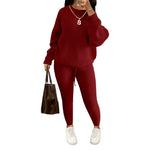 Load image into Gallery viewer, Women's Solid Drop Shoulder Sweater Set, 2024 New Drop Shoulder Rib-Knit Sweater & Pants Set