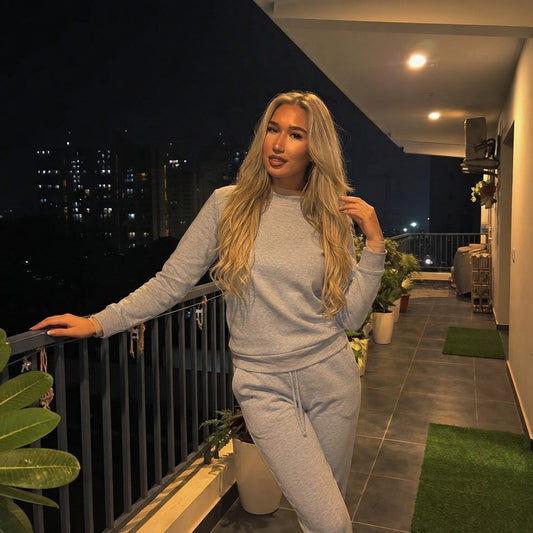 LUXE DIVA Women's Long Sleeve Sweatshirt & Joggers 2 Piece Co-Ord Tracksuit Set Sizes 8-22