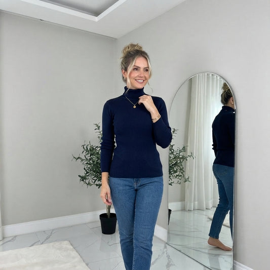 LUXE DIVA LADIES KNITTED POLO NECK JUMPER REMEL LABEL ( merry gold ) SUPER STRECH FINE KNIT POLO NECK