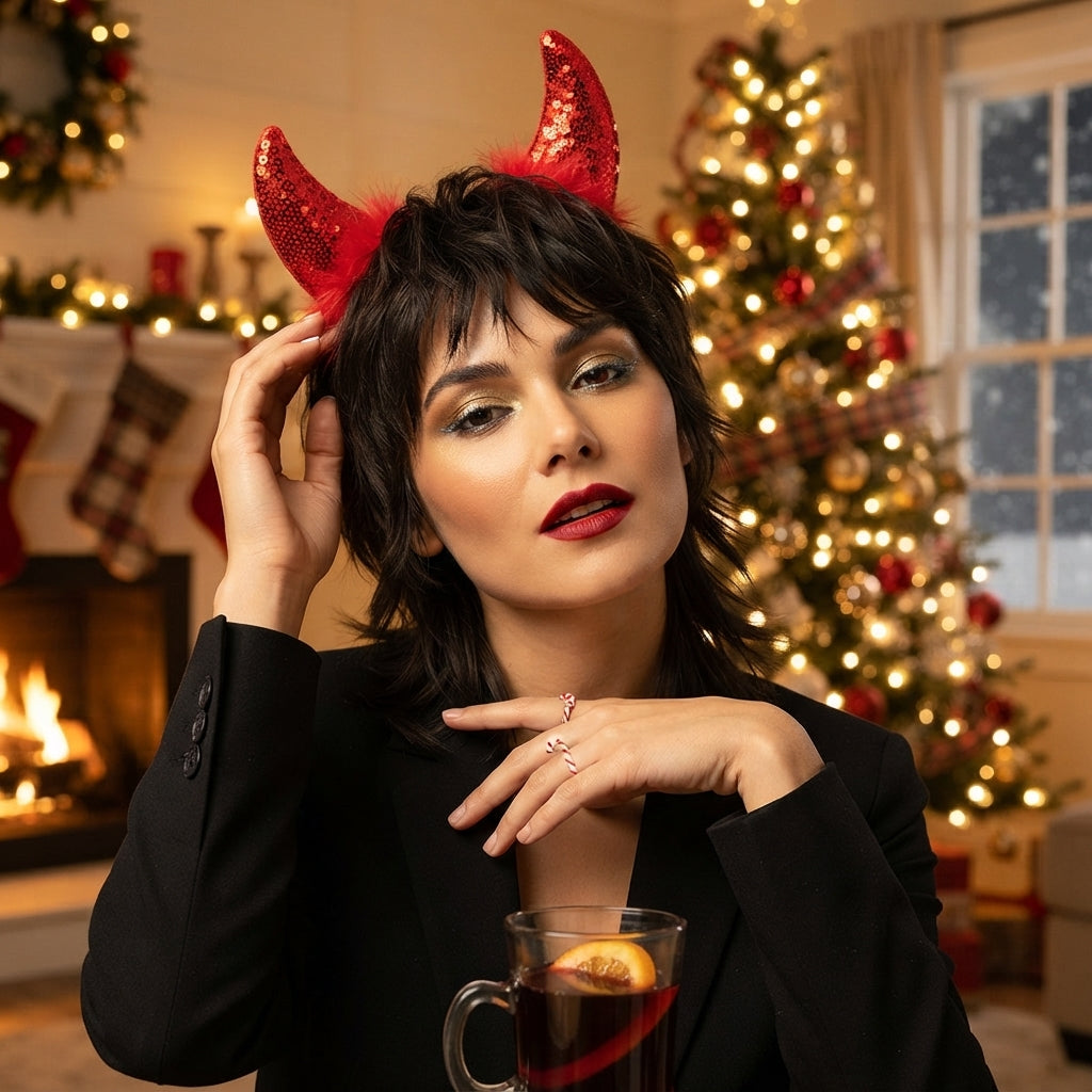 LUXE DIVA Women's Devil Horns Headband Halloween Fancy Dress Costume Accessory