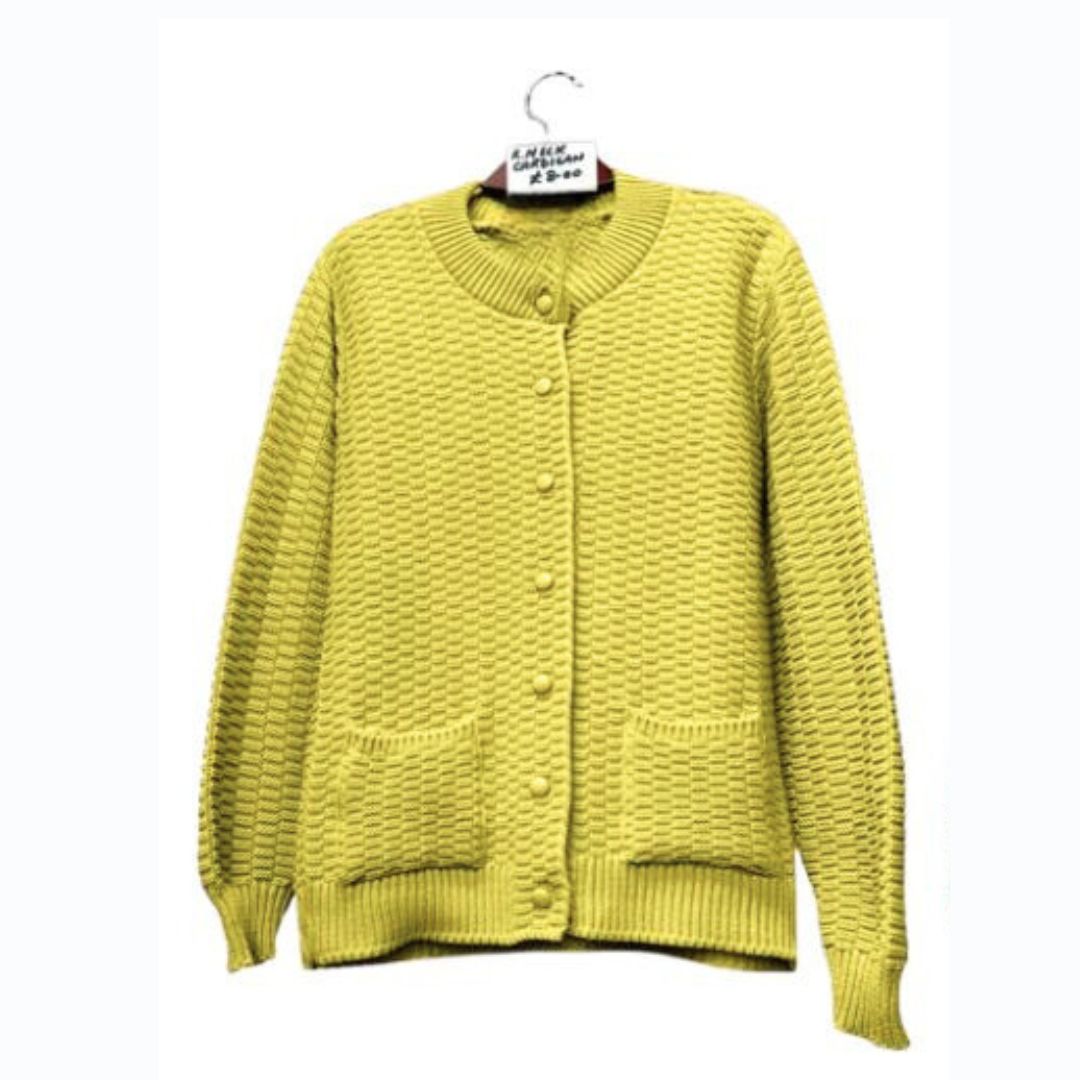 LUXE DIVA Womens Stitch Crew Neck Cardigan Ladies Knitted Pocket Front Button Up Long Sleeve Sweater UK 8-22