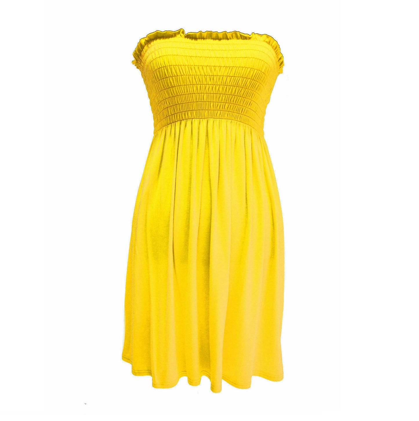 LADIES WOMEN PLUS SIZE SHEERING BOOBTUBE BANDEAU STRAPLESS TOP SUMMER DRESS 8-14