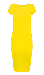 Load image into Gallery viewer, LUXE DIVA Ladies Scoop Neck Bodycon Dress Cap Sleeve Slim Fit Midi Dress Womens Plus Size Plain Stretch Ladies Jersey Midi Dress Sizes 8-26