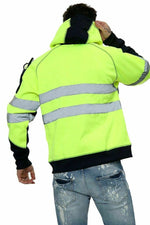 Load image into Gallery viewer, LUXE DIVA High Visibility Reflective Sweatshirt & Hoodie Combo - Safety Work Wear with Long Sleeves, Round Neck, & 3 Zipped Pockets - S to 5XL