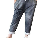 Load image into Gallery viewer, LUXEDIVA  Women’s Ladies Denim Joggers Star Printed Sweatpants Floral Ribbed Waistband Trousers Ladies Casual Summer Drawstring Italian Gym Running Pants Plus Size 8-22