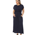 Load image into Gallery viewer, LADIES SHORT SLEEVE FULL LENGTH 2 POCKET WOMEN'S LONG MAXI DRESS PLUS SIZE UK Casual Fabric Jersey Soft Summer Womenswear Comfortable Longline