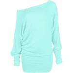 Load image into Gallery viewer, LUXE DIVA One Off-Shoulder Tops with Long Sleeves, Off Shoulder Batwing Jumper, Ladies Batwing Top in Black, Red, White Plus 21 Colors More UK