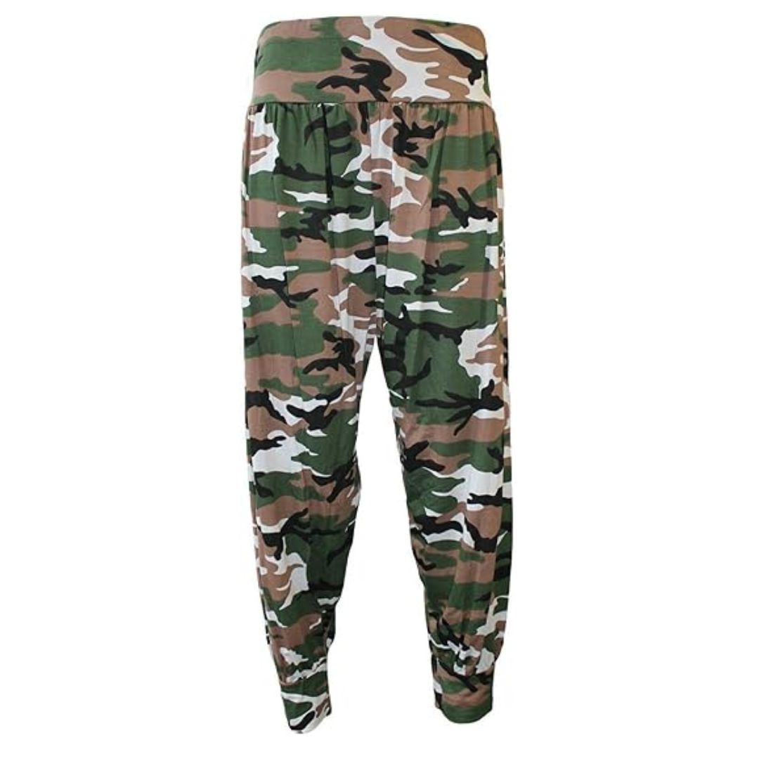 LUXE DIVA Women’s Harem Pants Trousers | Printed Full Length Ali Baba Baggy Trousers with Side Slits & Ankle Cuffs | Casual Stretch Yoga Sweatpants | Sizes 8-26