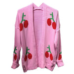 Load image into Gallery viewer, LUXE DIVA Womens Long Sleeve Cherries Print Open Front Knitted Jumper Cardigan 8-14