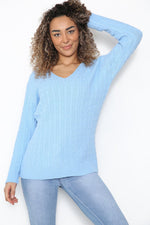 Load image into Gallery viewer, LUXE DIVA LADIES V/N KNITTED LONG SLEEVE JUMPER BACK IN STOCK