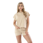 Load image into Gallery viewer, LUXE DIVA Womens Ladies Short Sleeve Boxy Lounge Wear Tracksuit Shorts Set Comfy Two Piece