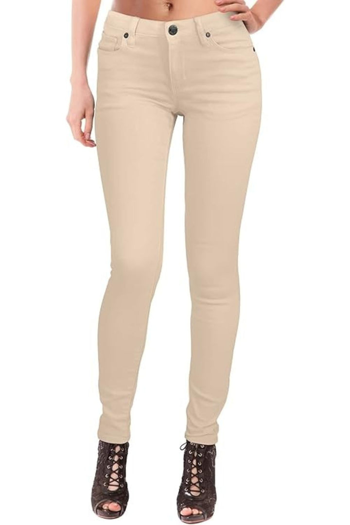 LUXE DIVA Ladies Women & Girls Stretch Denim Look Skinny Jeggings Leggings with Zip and Pockets UK Size 10-22