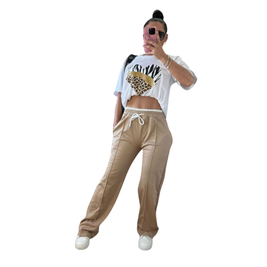 LUXE DIVA Women's High Waisted Wide Leg Joggers — soft cotton, loose fit, ideal for yoga, lounging, or everyday comfort. Stylish, breathable & versatile!