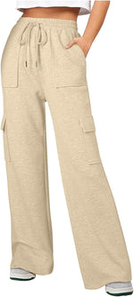 Load image into Gallery viewer, Ladies Combat Elastic Waist Band 4 Pocket Plain Wide Leg Plazzo Style Trouser