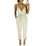 Load image into Gallery viewer, LUXE DIVA Women's V Neck Wrap Over Ankle Tie Waist Jumpsuit Ladies Harem Wide Leg Playsuit