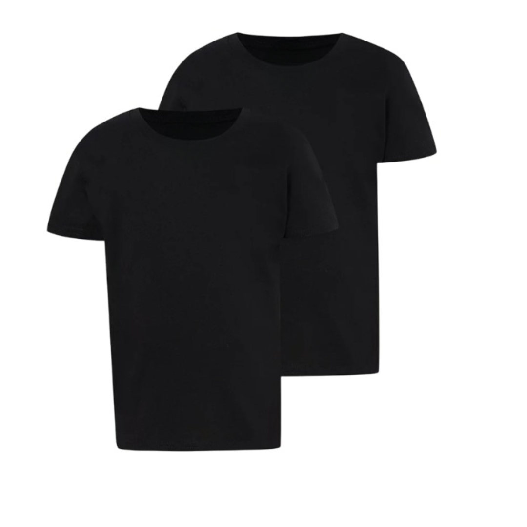 LUXE DIVA Kids Short Sleeve School Crew Neck T-Shirt in Soft Cotton. Ages 3–16 Black or White. Comfy, Stylish, Perfect for School Wear