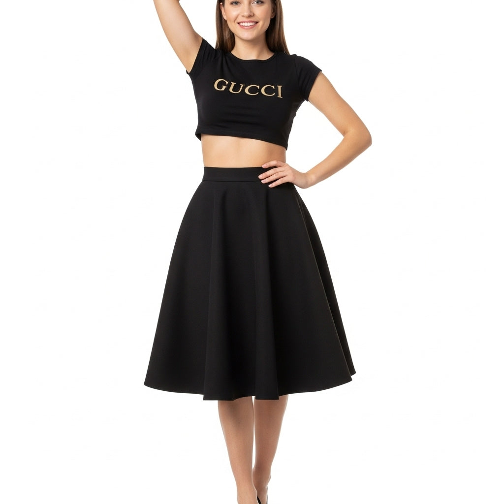 LUXE DIVA Women's Plus Size Flared Skater Skirt – Plain, Stretchy, Elastic Waist Casual Short Skirt for Ladies – UK Sizes 14 to 28 Summer Wear