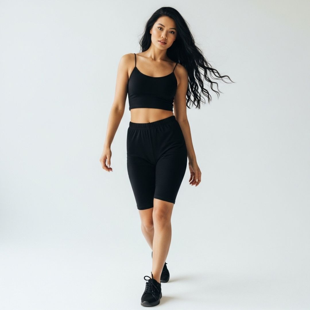 LUXE DIVA 2-Piece Set – Cami Bra Top and Cotton Cycling Short for Women, Soft Comfortable Loungewear, Workout, Yoga & Everyday Wear for All