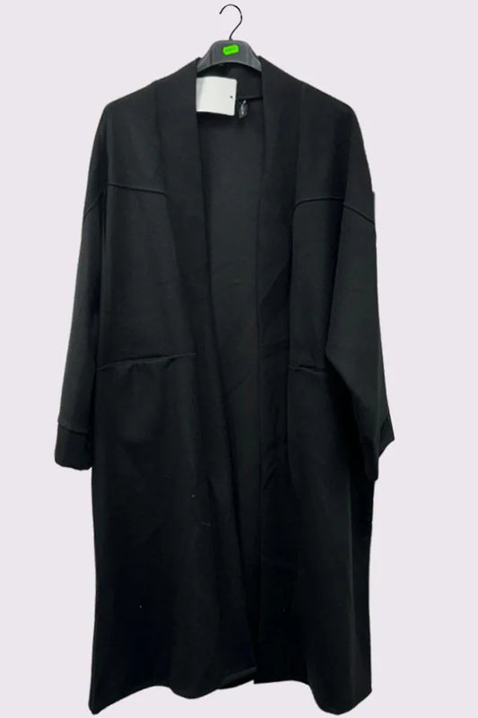LUXE DIVA Plain Soft Feel Pockets Oversize Longline Jacket
