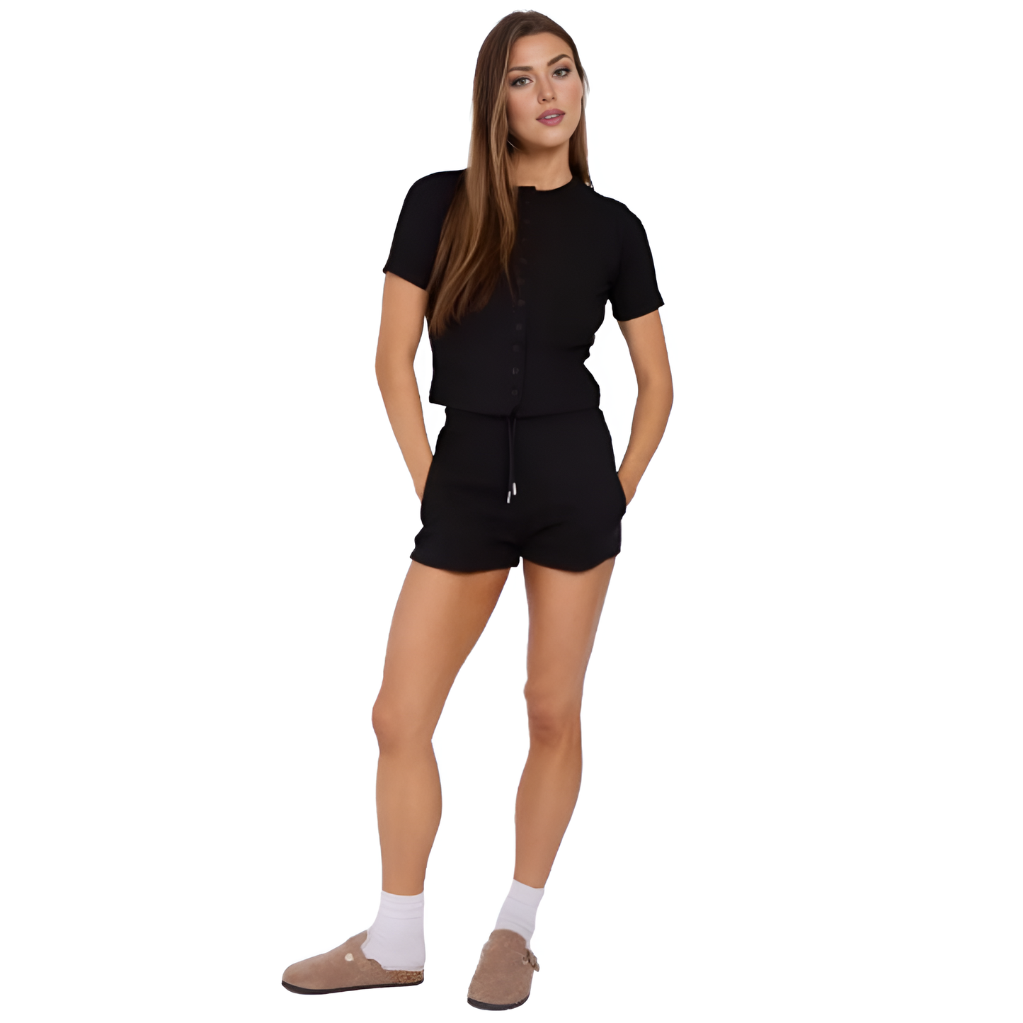 LUXE DIVA Women’s Cotton Top and Shorts Set – 2 Piece co-ord Casual Slim Fit Tailored Lounge Wear