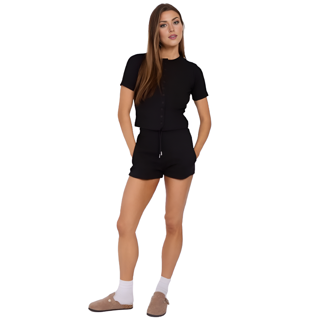 LUXE DIVA Women’s Cotton Top and Shorts Set – 2 Piece co-ord Casual Slim Fit Tailored Lounge Wear