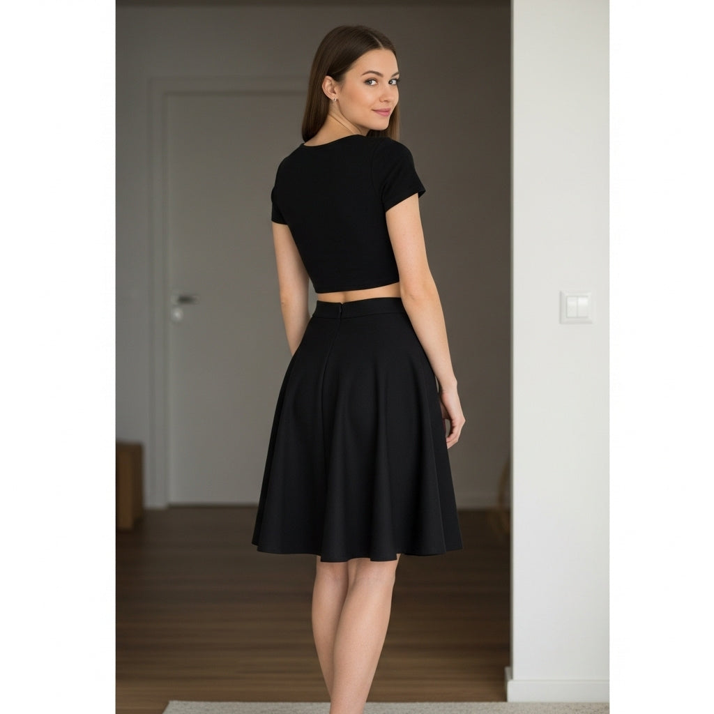 LUXE DIVA Women's Plus Size Flared Skater Skirt – Plain, Stretchy, Elastic Waist Casual Short Skirt for Ladies – UK Sizes 14 to 28 Summer Wear