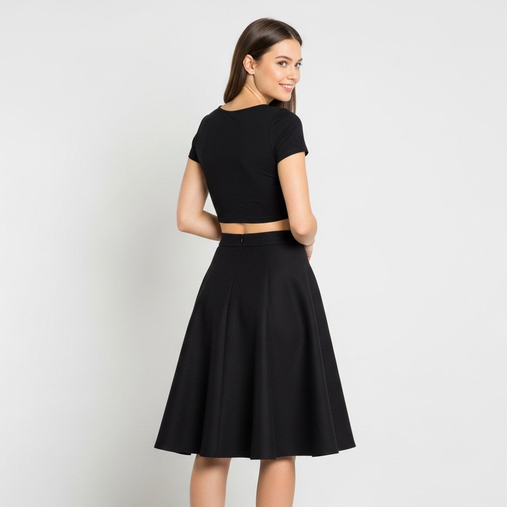 LUXE DIVA Women's Plus Size Flared Skater Skirt – Plain, Stretchy, Elastic Waist Casual Short Skirt for Ladies – UK Sizes 14 to 28 Summer Wear