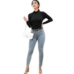 Load image into Gallery viewer, LUXE DIVA Bodysuit for Women Mock Turtle Neck Long Sleeve Tops Slim Fit Basic Stretch Soft Bodysuit Jumpsuit