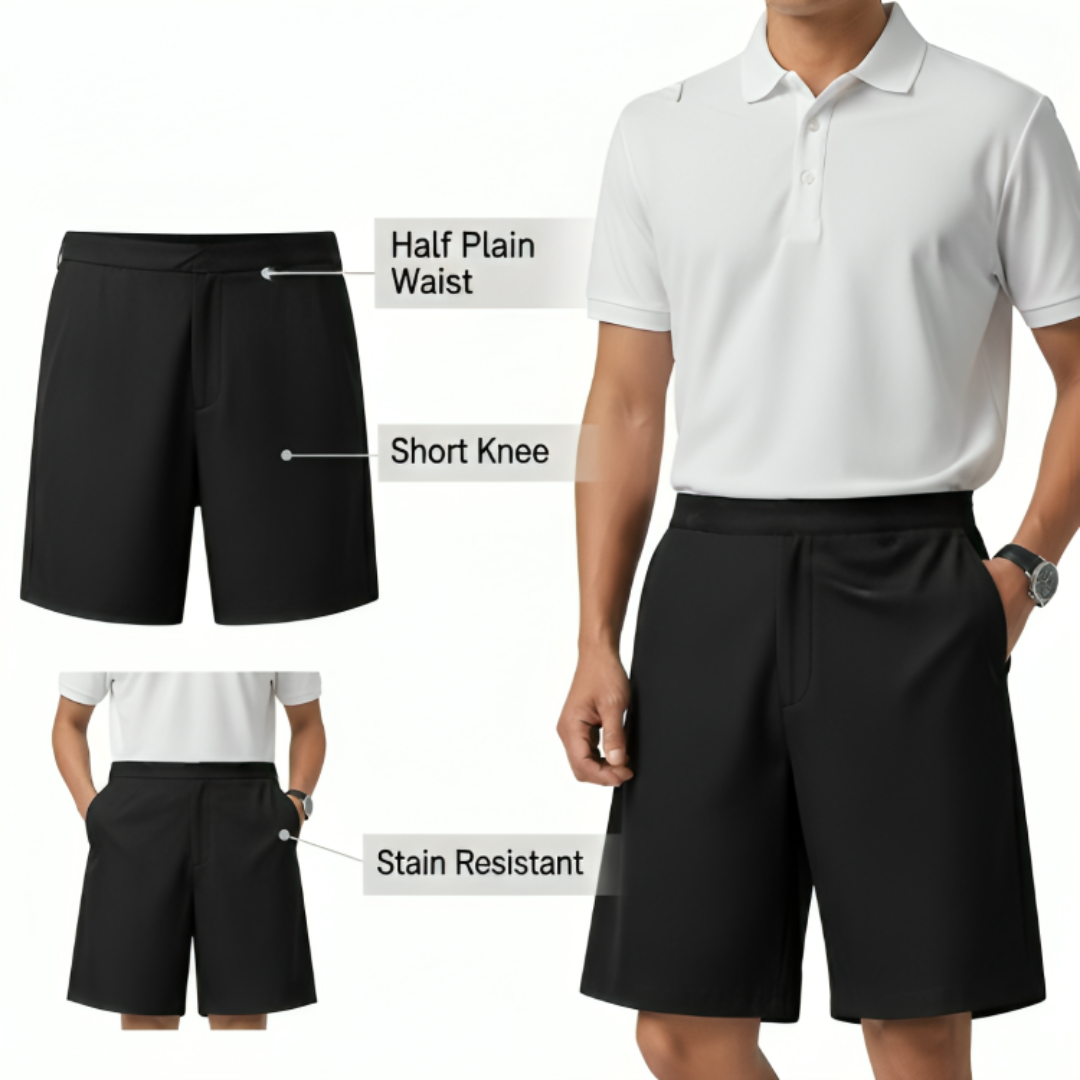 LUXE DIVA Boys School Shorts – Classic Black Knee-Length Uniform Shorts with Pockets, Easy Pull-On Design, Half Elastic Waistband for Ages 2-10 Years