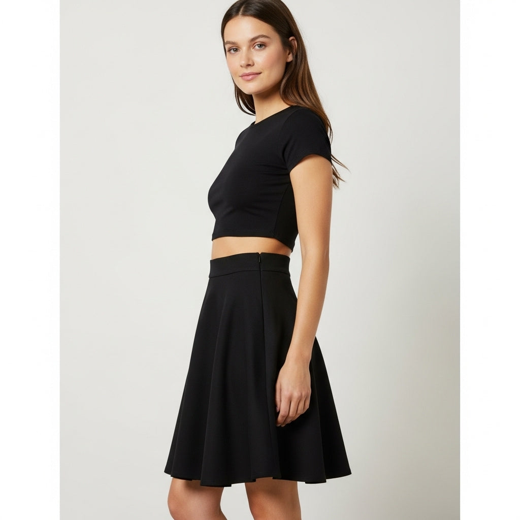 LUXE DIVA Women's Plus Size Flared Skater Skirt – Plain, Stretchy, Elastic Waist Casual Short Skirt for Ladies – UK Sizes 14 to 28 Summer Wear