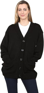 Load image into Gallery viewer, LADIES WOMENS PLAIN V NECK 5 BUTTON LONGLINE OVERSIZE LOOSE FIT KNITTED CARDIGAN