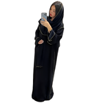 Load image into Gallery viewer, LUXE DIVA Womens Gold Trim Dubai Abaya With Scarf Islamic Muslim Jilbab Long Maxi Dress