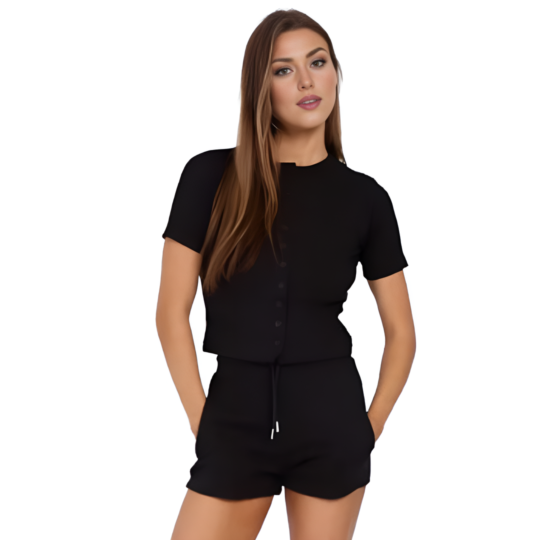 LUXE DIVA Women’s Cotton Top and Shorts Set – 2 Piece co-ord Casual Slim Fit Tailored Lounge Wear