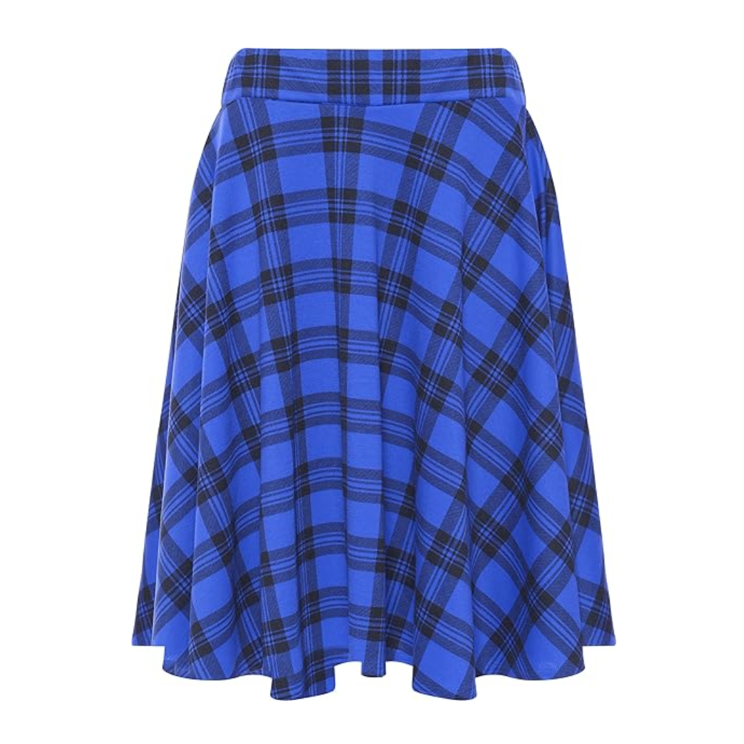 LUXE DIVA Women's Plus Size Flared Skater Skirt – Plain, Stretchy, Elastic Waist Casual Short Skirt for Ladies – UK Sizes 14 to 28 Summer Wear