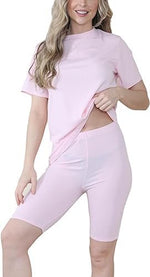 Load image into Gallery viewer, LUXE DIVA Ladies Women's Ribbed Cycling Shorts Oversized T-Shirt Active Gym Co ord Set New