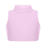 Load image into Gallery viewer, LUXE DIVA Girls Gymnastics Crop Tops – Kids Sleeveless Turtle Neck Crop Top for Dance, Yoga, Sports, Running – Plain Summer Vest Activewear for Girls Ages 5-13 Years