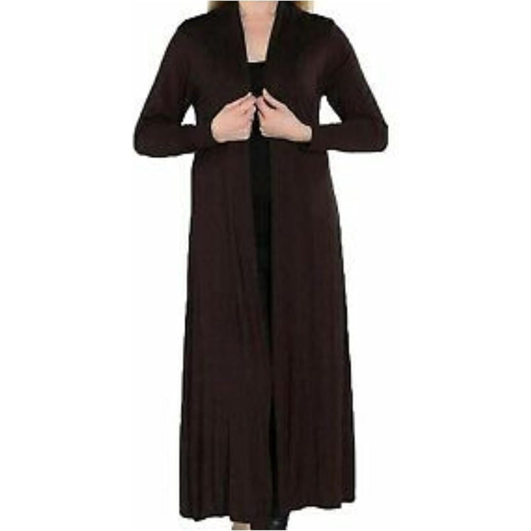 LUXE DIVA Women’s Plus Size Maxi Long Cardigan UK | Floaty Full Sleeve Open Front Coatigan | Lightweight Collared Duster Jacket | Ladies Longline Cover Up Sizes 8-26