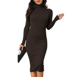Load image into Gallery viewer, LUXE DIVA LADIES TURTLE HIGH FUNNEL NECK LONG MAXI LENGTH KNITTED DRESS