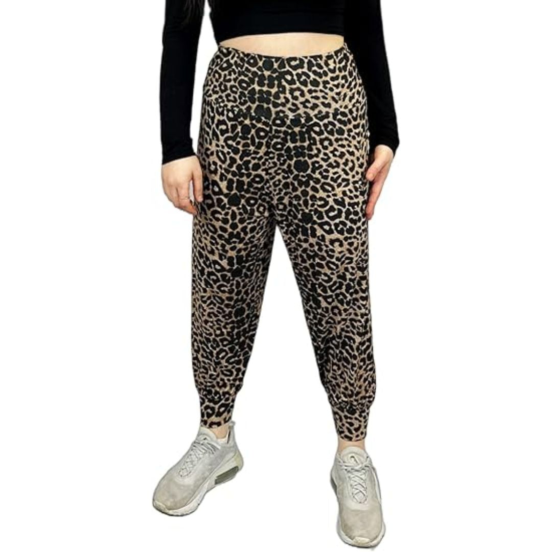 LUXE DIVA Women’s Harem Pants Trousers | Printed Full Length Ali Baba Baggy Trousers with Side Slits & Ankle Cuffs | Casual Stretch Yoga Sweatpants | Sizes 8-26