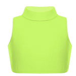 Load image into Gallery viewer, LUXE DIVA Girls Gymnastics Crop Tops – Kids Sleeveless Turtle Neck Crop Top for Dance, Yoga, Sports, Running – Plain Summer Vest Activewear for Girls Ages 5-13 Years