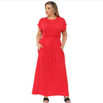 Load image into Gallery viewer, LADIES SHORT SLEEVE FULL LENGTH 2 POCKET WOMEN'S LONG MAXI DRESS PLUS SIZE UK Casual Fabric Jersey Soft Summer Womenswear Comfortable Longline