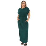 Load image into Gallery viewer, LADIES SHORT SLEEVE FULL LENGTH 2 POCKET WOMEN'S LONG MAXI DRESS PLUS SIZE UK Casual Fabric Jersey Soft Summer Womenswear Comfortable Longline